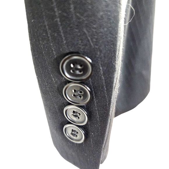 Lineage Men's Blazer 48XL 48 XL Sport Coat Gray Stripe Suit Jacket 3 Buttons - Picture 4 of 9